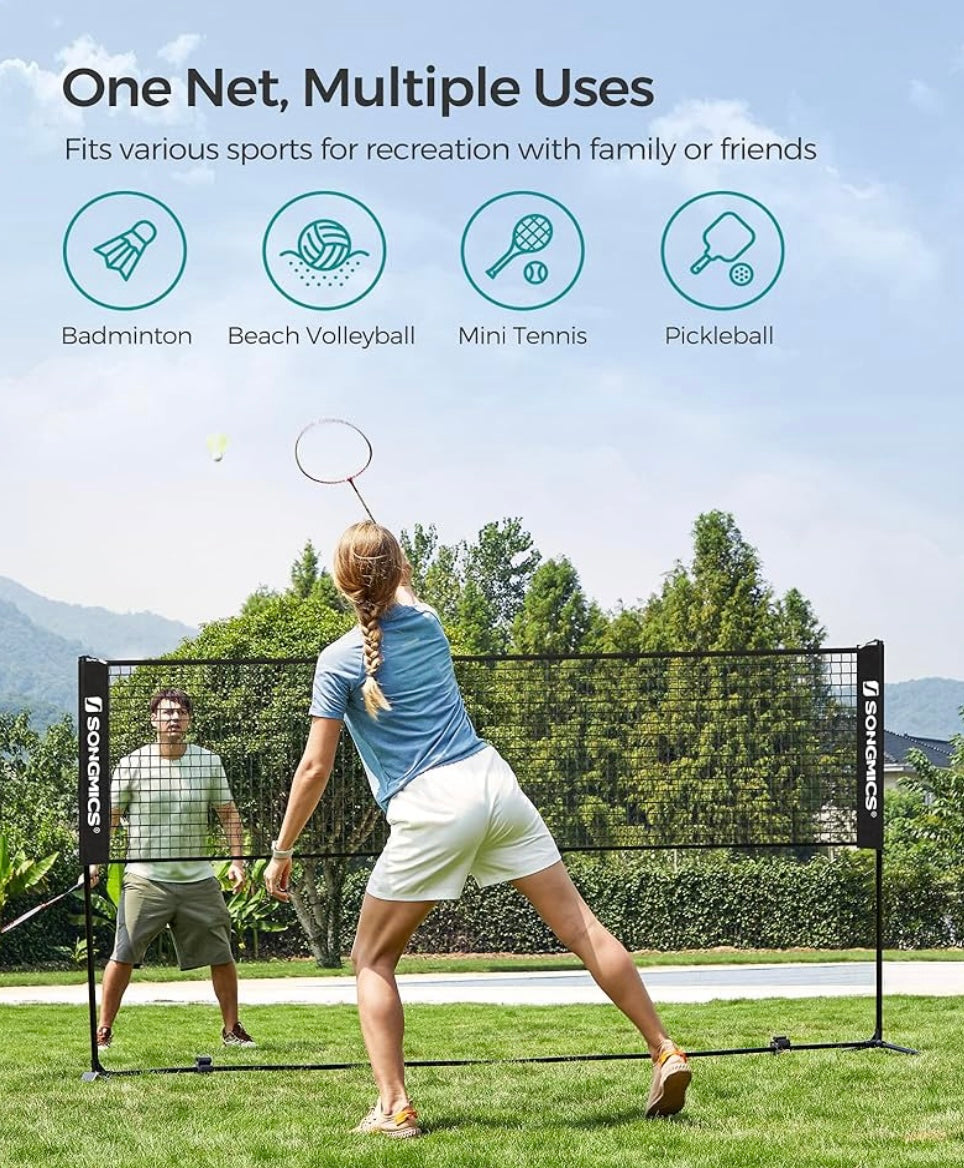 SONGMICS 10FT Adjustable Badminton & Multi-Sport Net Set – Portable Outdoor Game Kit (Black)
