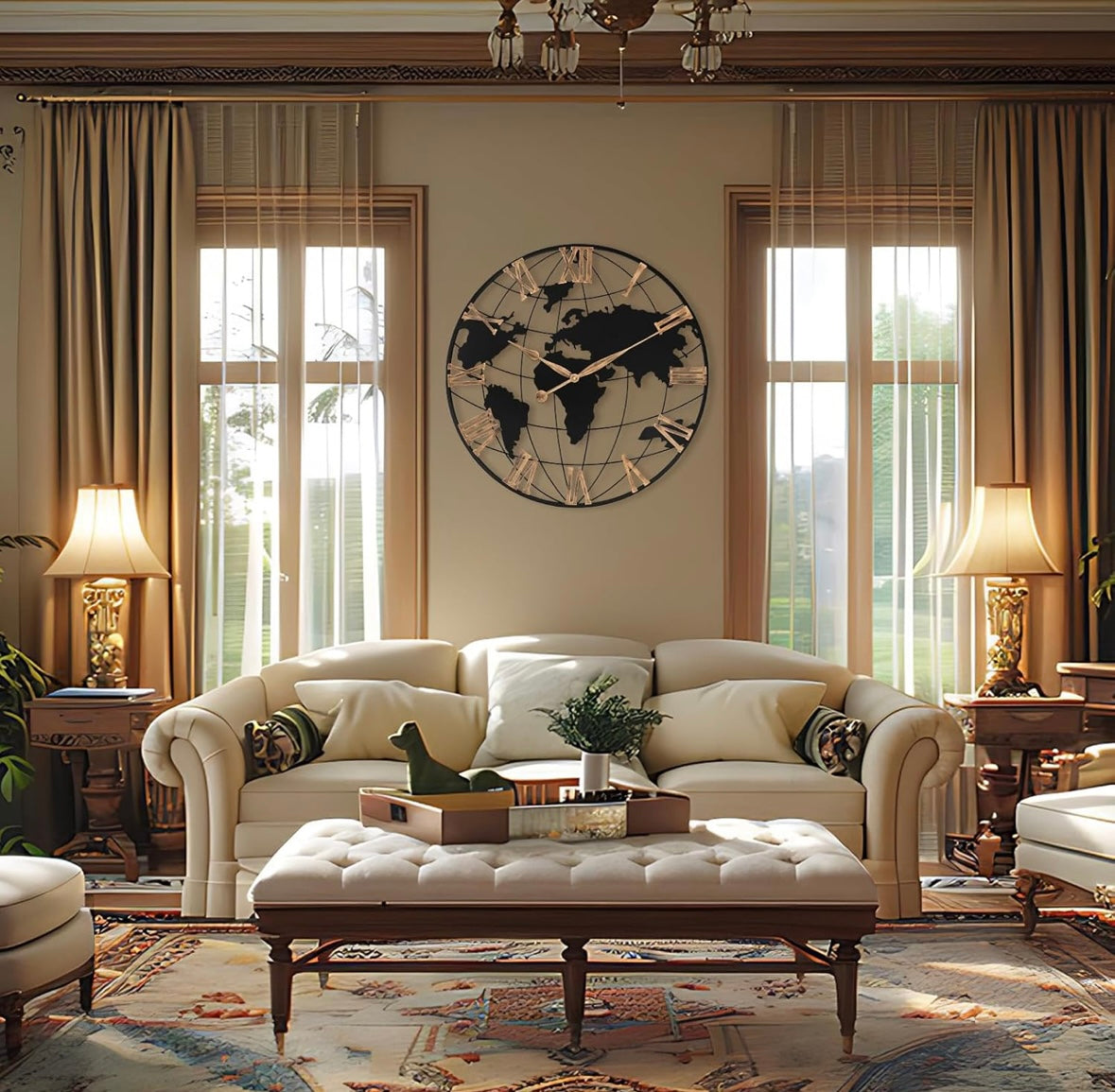 Pytha Sight 30-Inch Gold Roman World Map Wall Clock – 40 % Off Amazon Price!