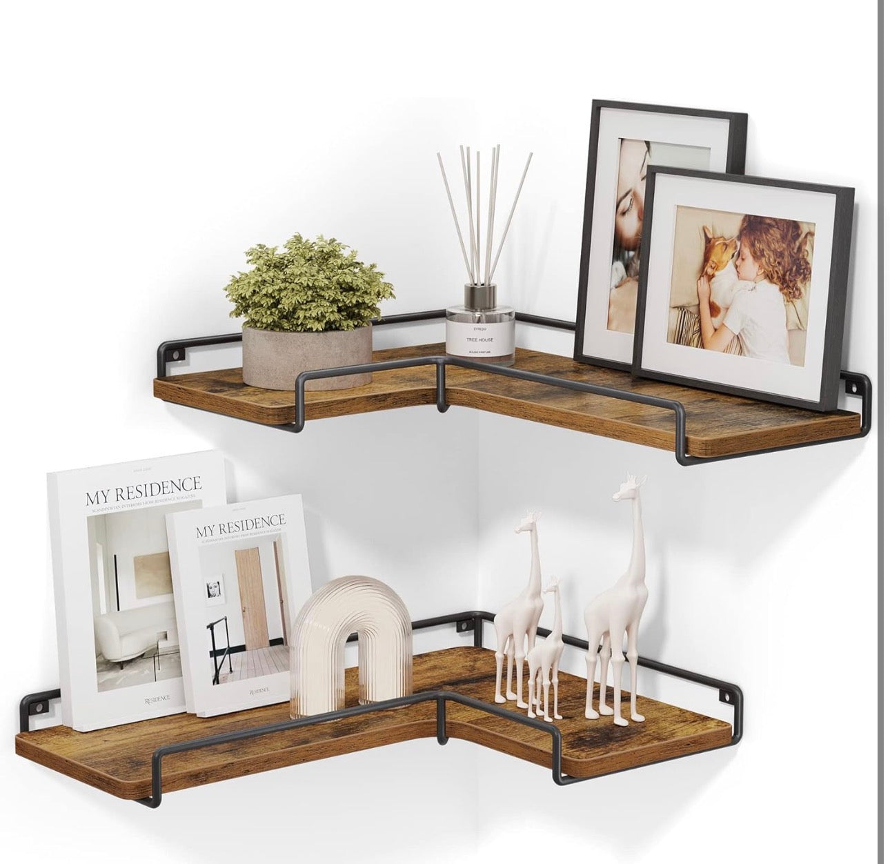 VASAGLE 2-Piece Corner Floating Wall Shelf Set