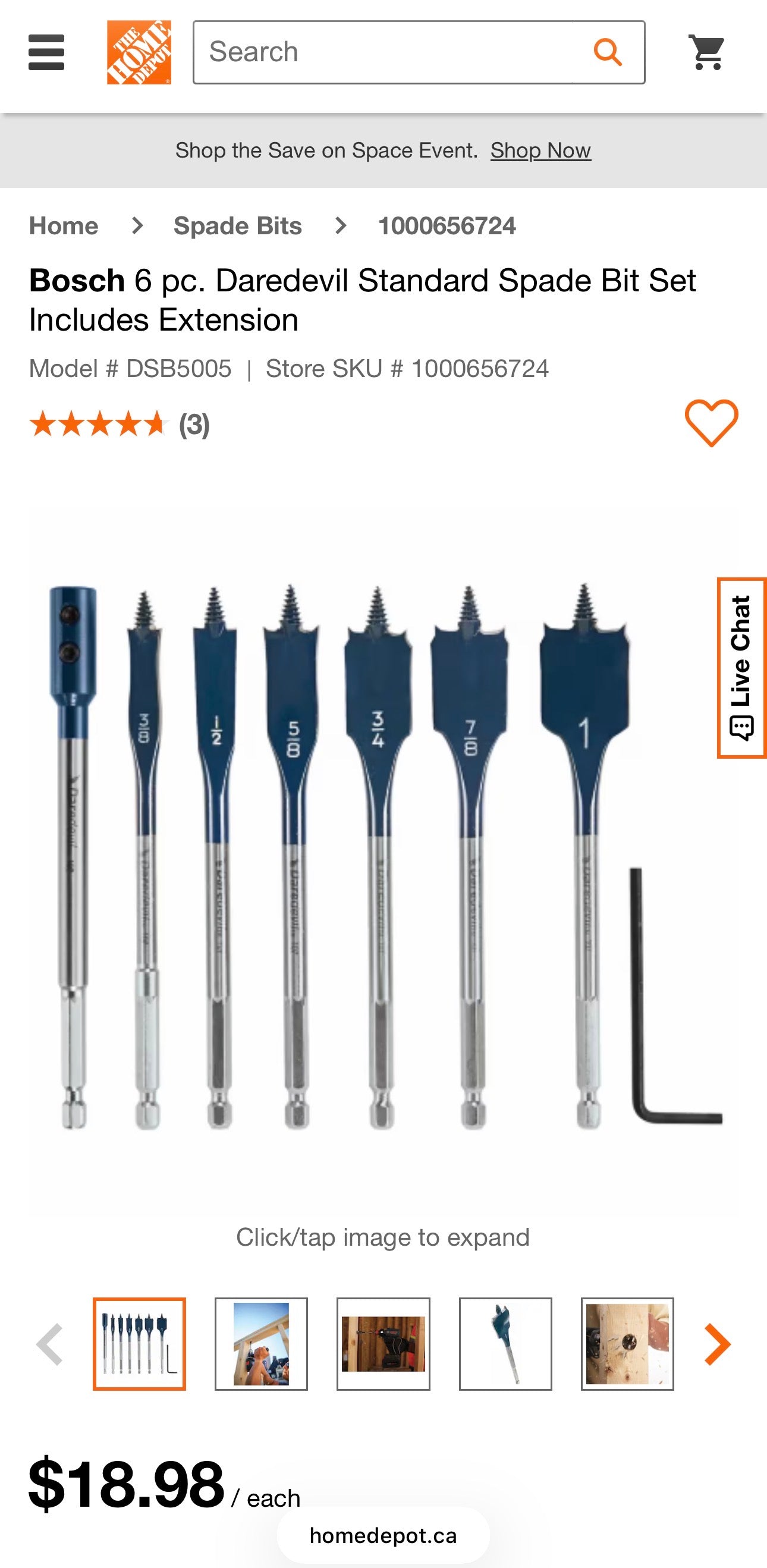 BOSCH Daredevil Spade Bit Set – 6-Piece – High-Speed Wood Drilling