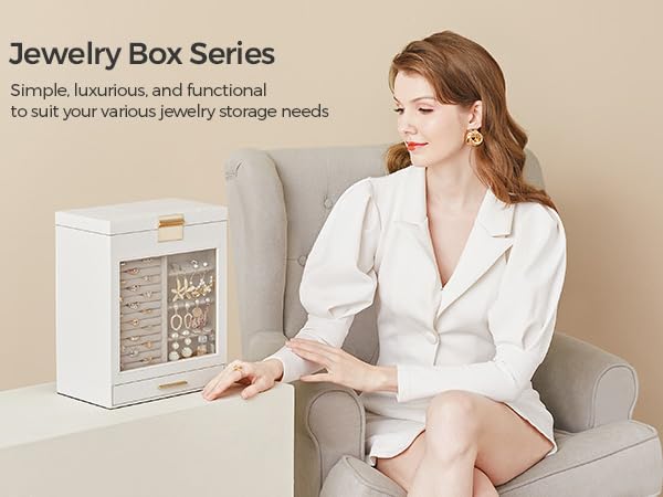 SONGMICS Jewelry Organizer with Interchangeable Drawers & Mirror