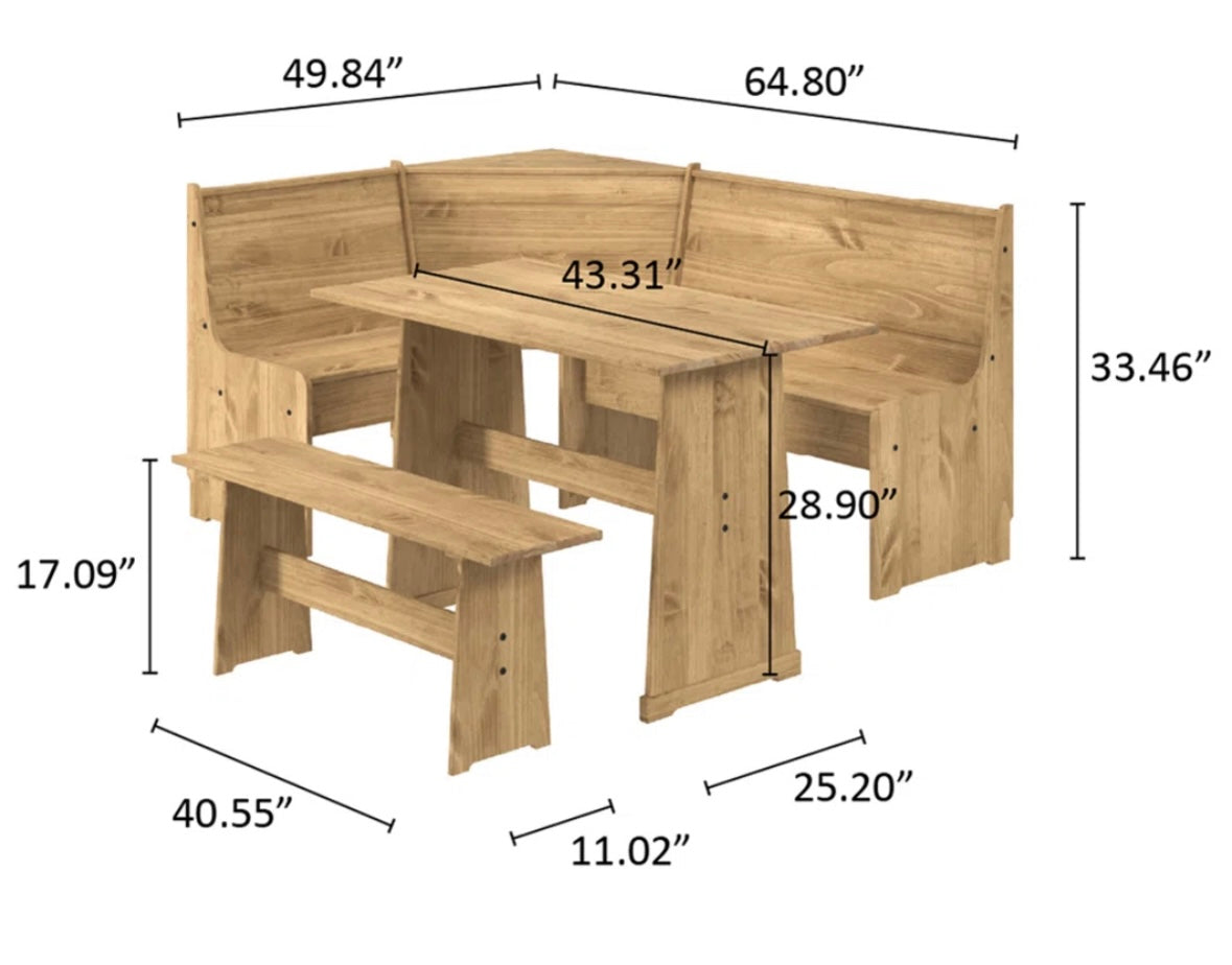 Antique Brown Solid Pine Corner Dining Set – 40% Off Retail