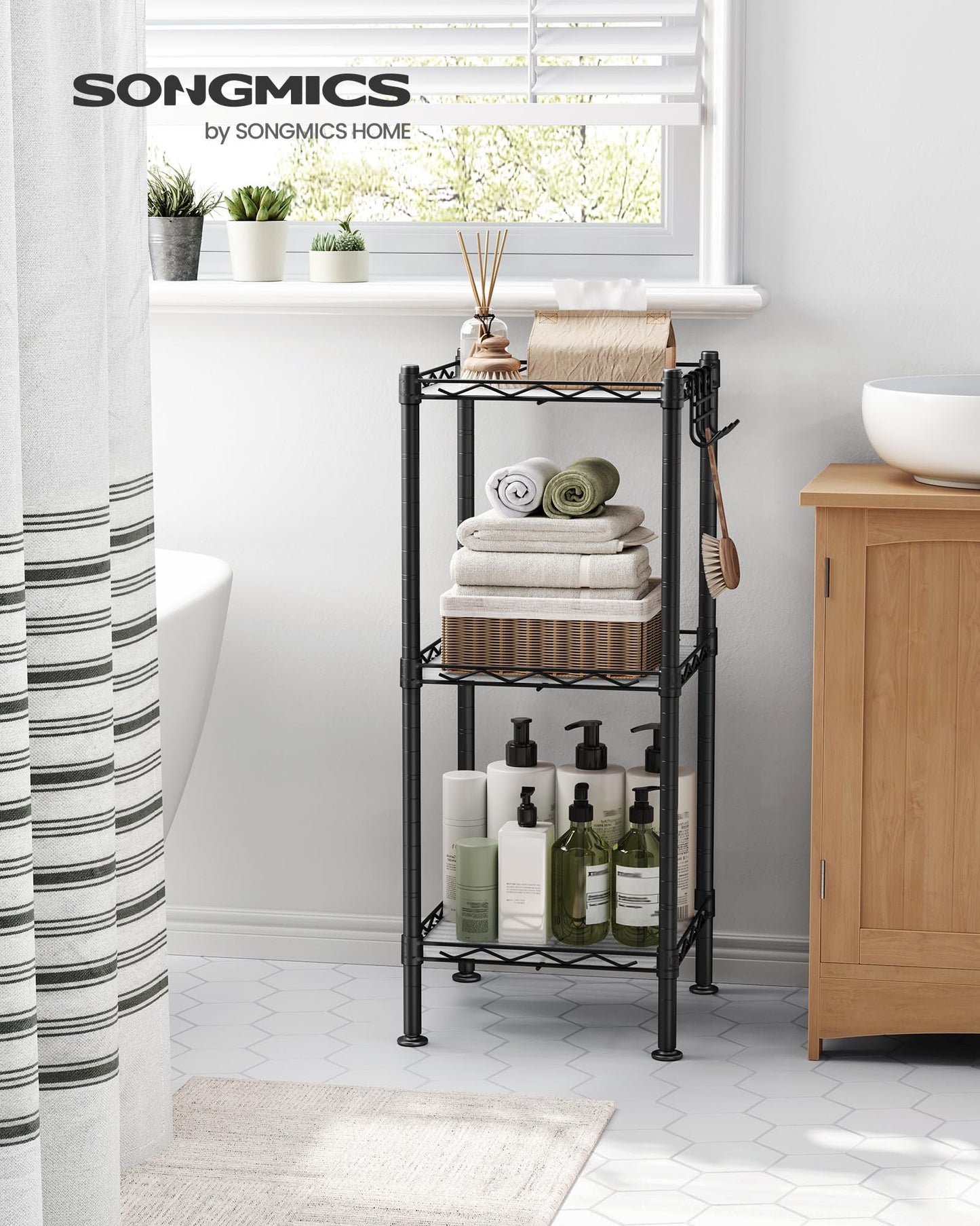 SONGMICS 3-Tier Adjustable Metal Storage Shelf