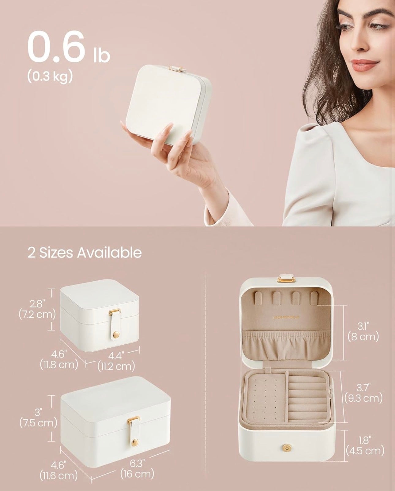 SONGMICS Compact Travel Jewelry Box