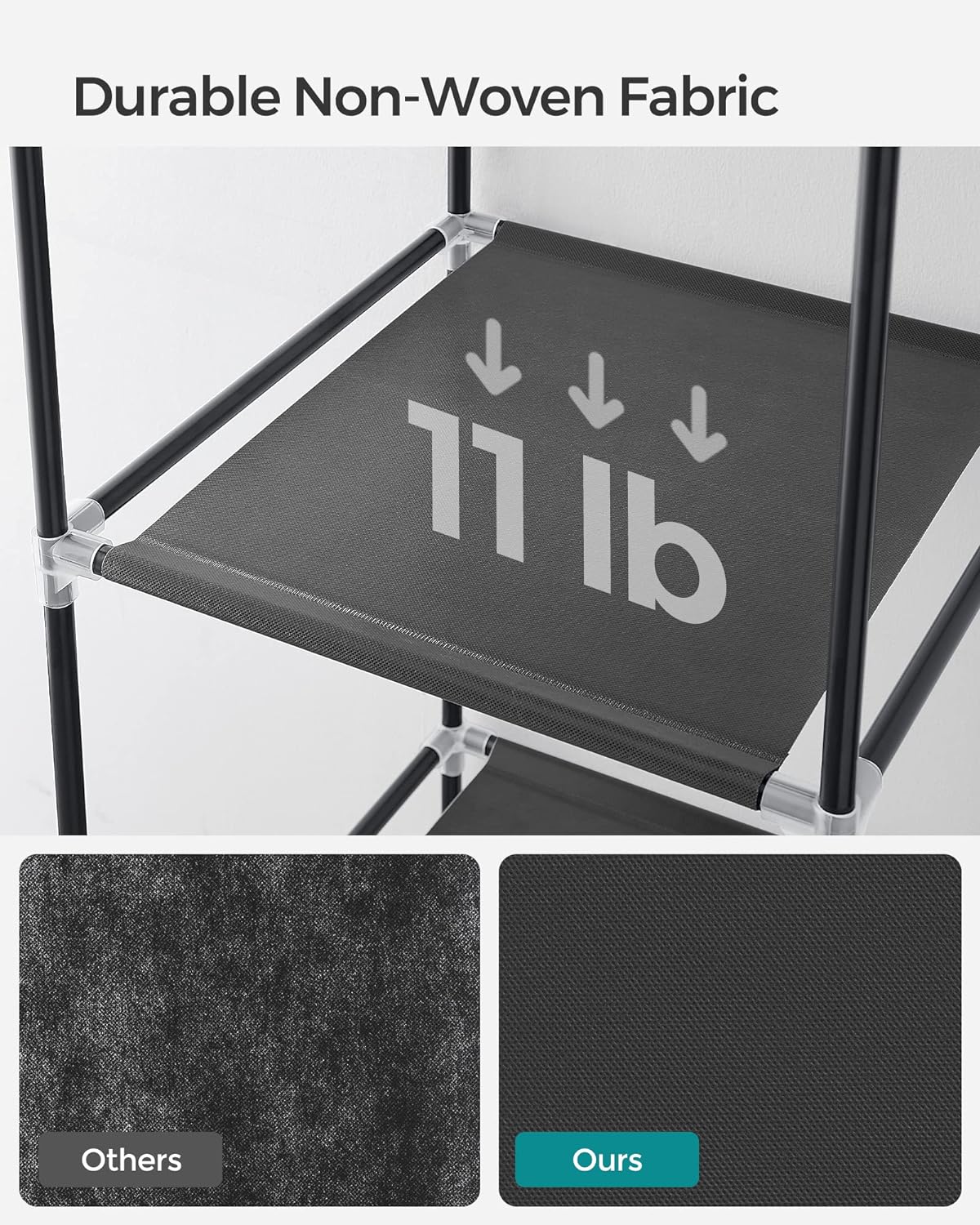SONGMICS 2-Tier Portable Fabric Wardrobe Closet – Ink Black