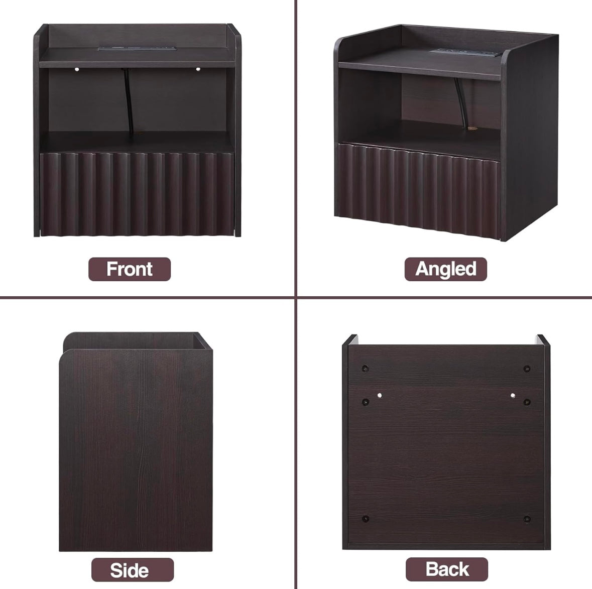 BuildHom Floating Wall-Mounted Nightstands – Espresso Finish (Set of 2)