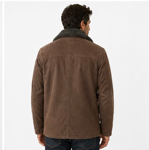 Men’s Sherpa Collar Leather Jacket
