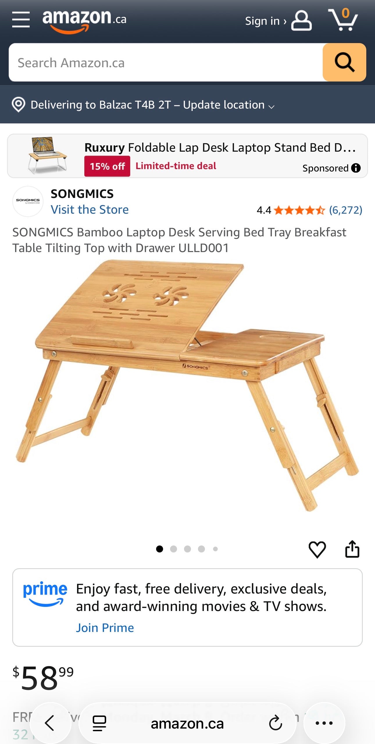 Adjustable Bamboo Lap Desk with Drawer