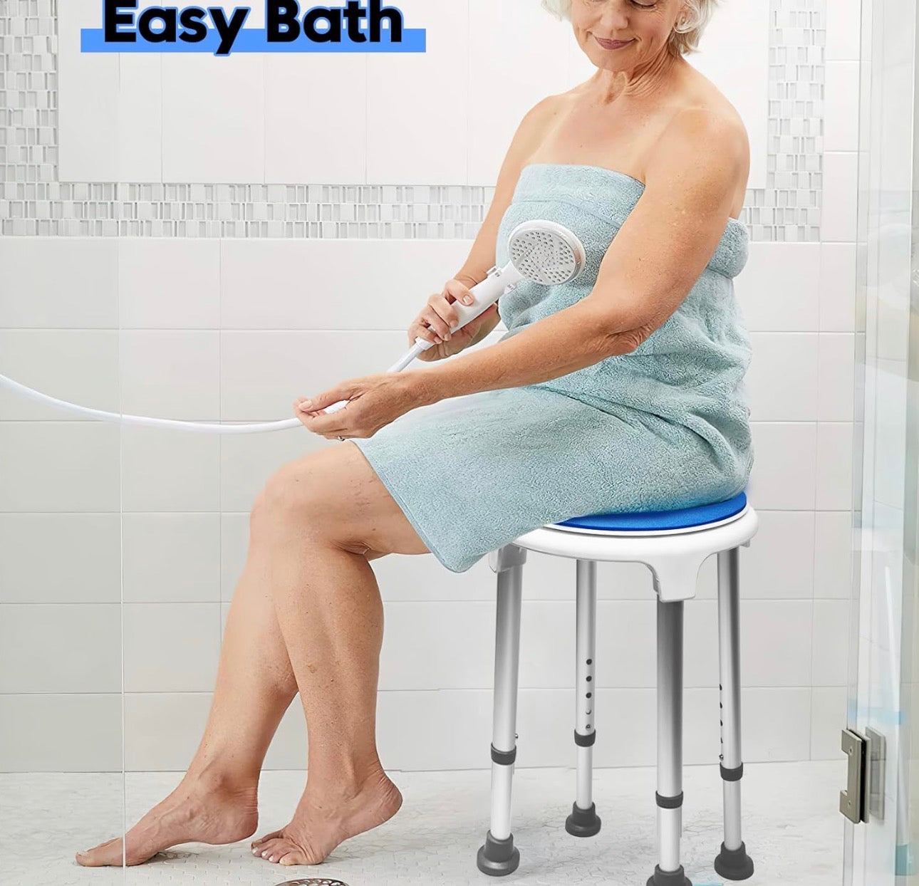 Adjustable Aluminum Shower Chair with Swivel Seat