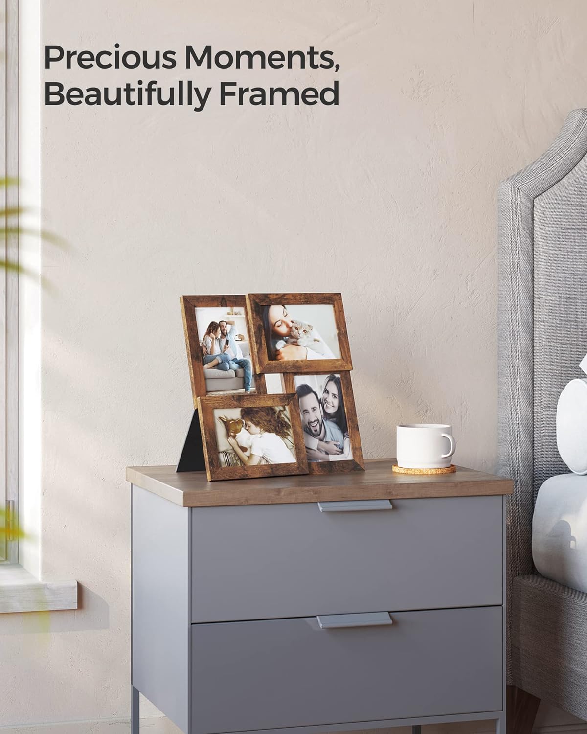 SONGMICS 4-Photo Collage Frame – Rustic Brown (4x6”)