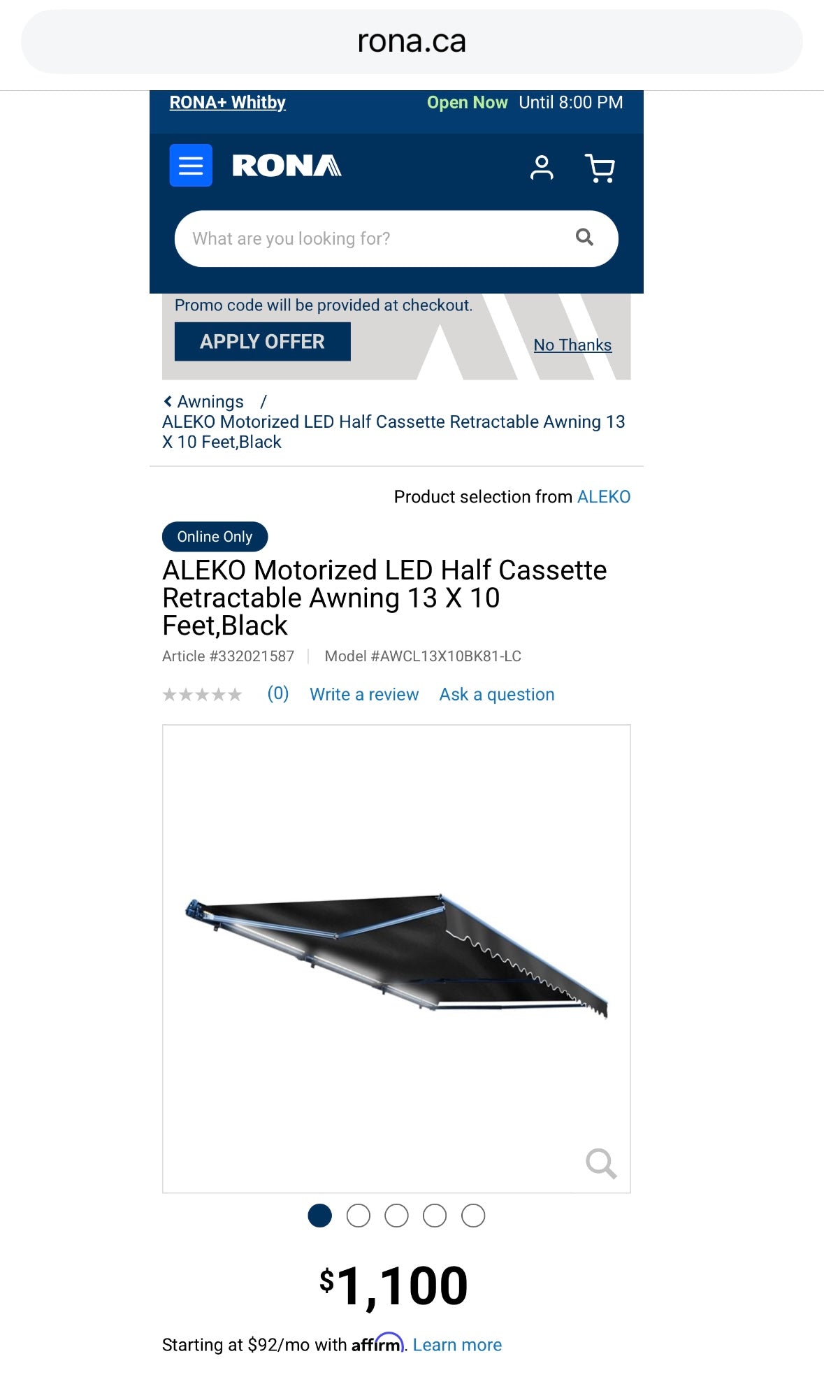 NEW – 13’ x 10’ Electric Retractable Patio Awning