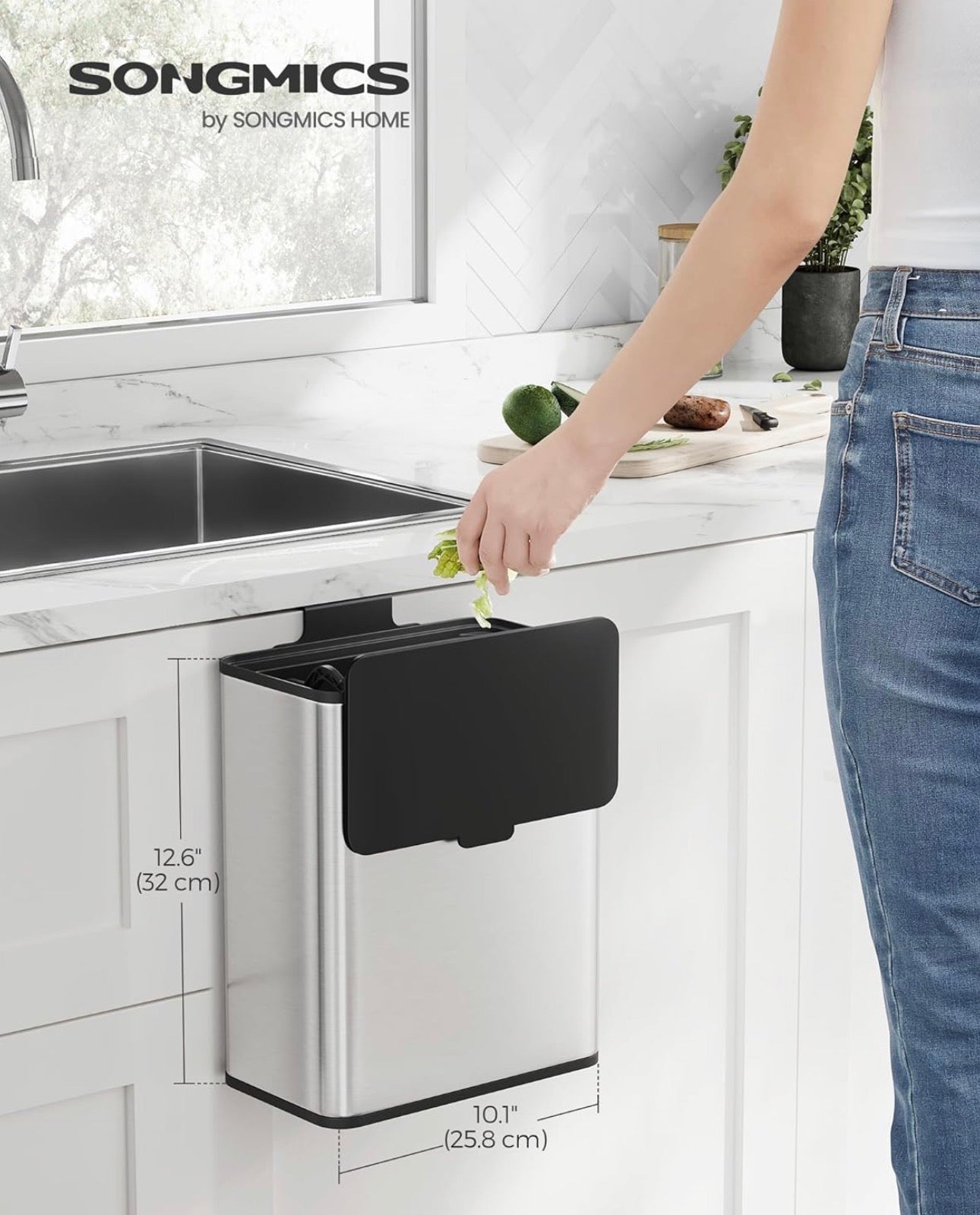 SONGMICS 2.1-Gallon Hanging Kitchen Trash Can