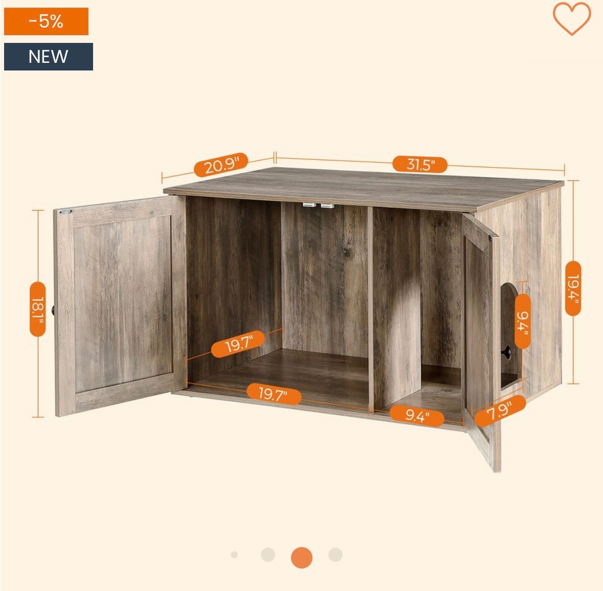 Rustic Cat Litter Box Enclosure with Barn Doors