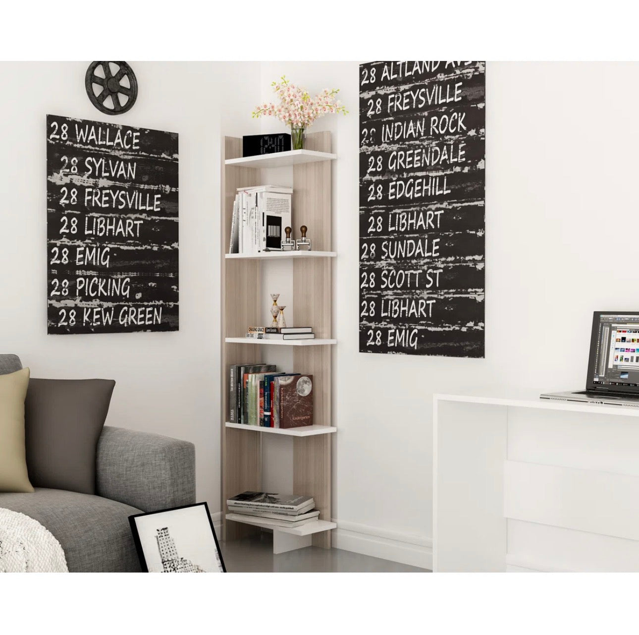 Modern 5-Tier Ladder Corner Bookcase