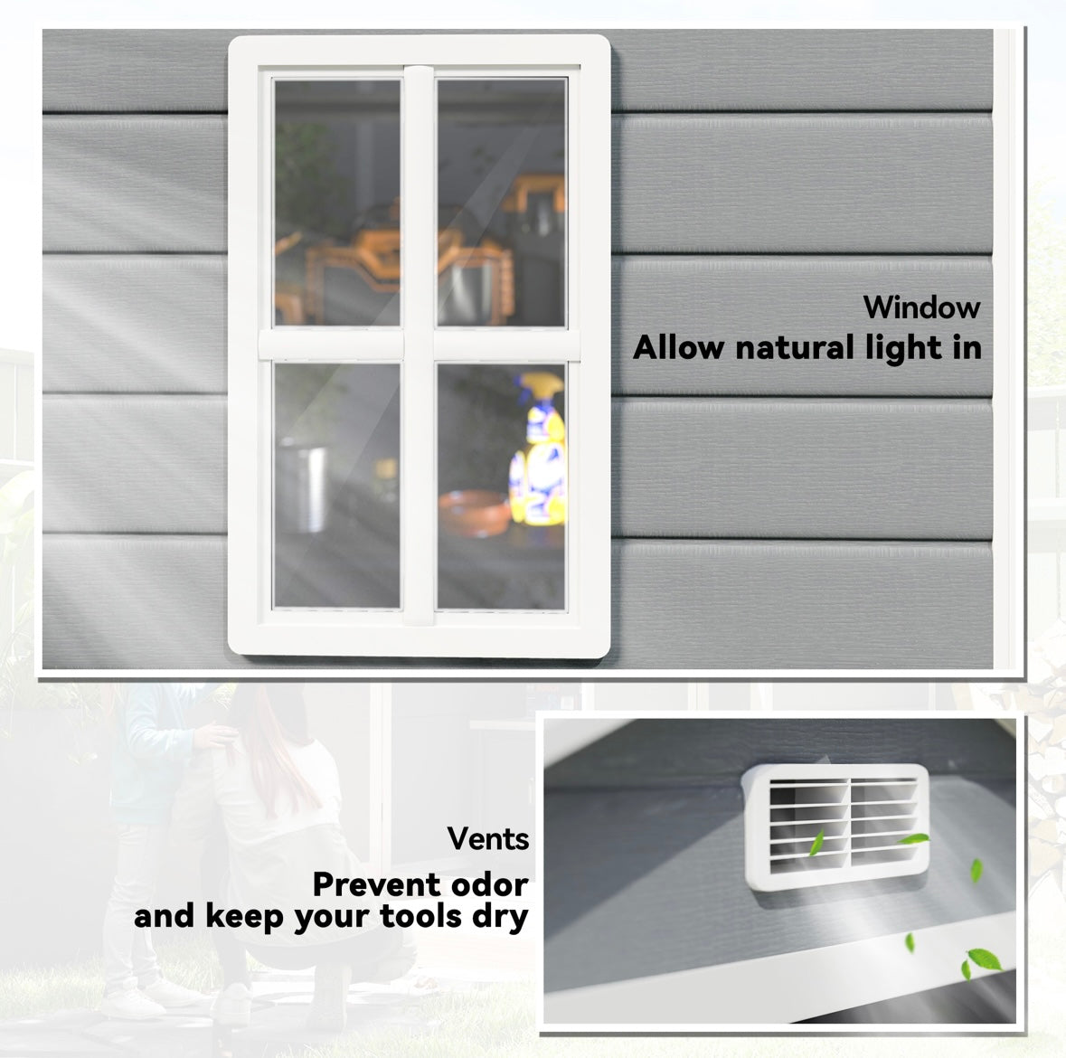 Outsunny Heavy-Duty Outdoor Storage Shed – Lockable | Ventilated | UV-Protected | Aluminum & PP Construction