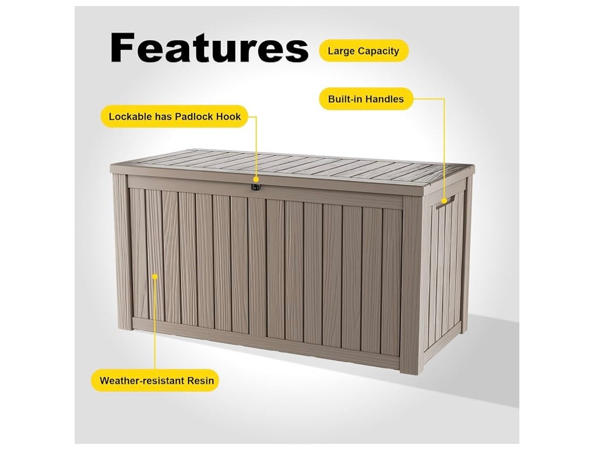150-Gallon Outdoor Resin Deck Storage Box – Grey