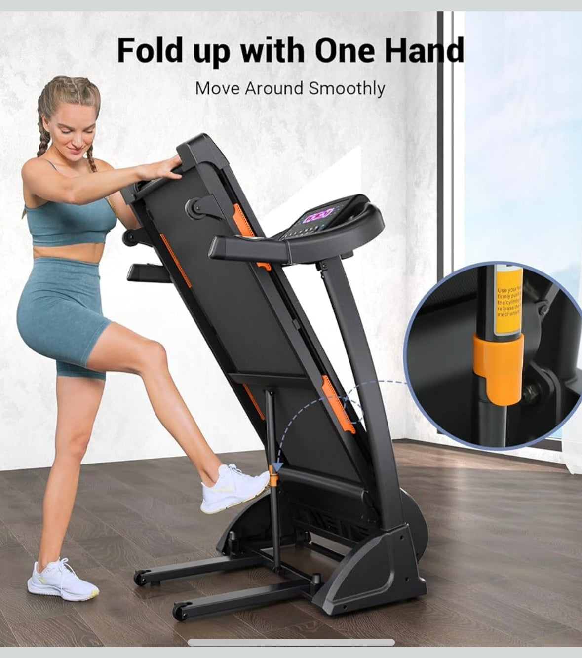 THERUN Foldable Auto Incline Treadmill – 3.5 HP Bluetooth Home Treadmill