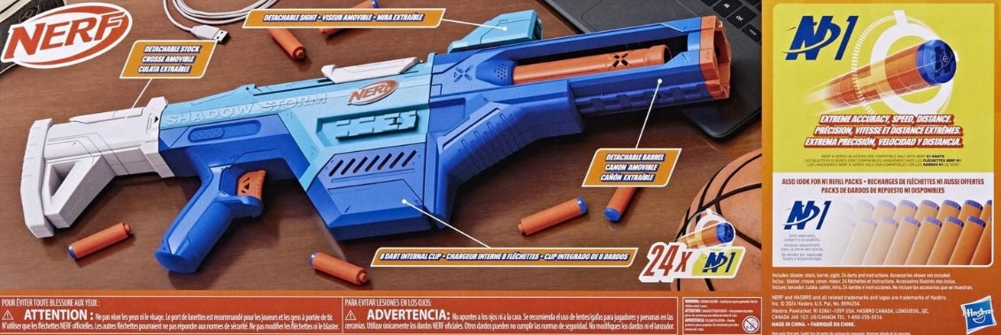 🔫 Nerf N Series Shadow Storm Dart Blaster – 6-in-1 Customizable Set | 24 Elite Darts Included