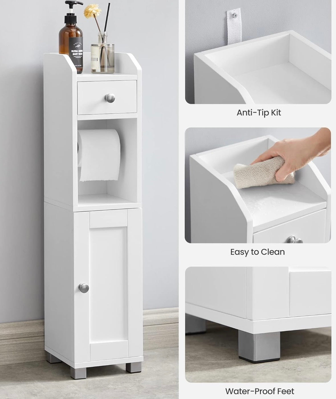 VASAGLE Slim Bathroom Storage Cabinet