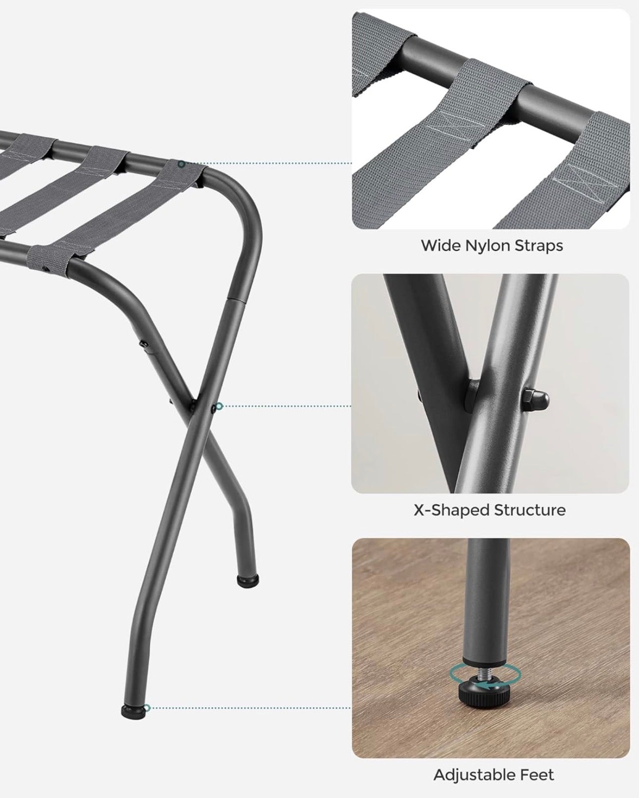 SONGMICS Foldable Steel Luggage Rack