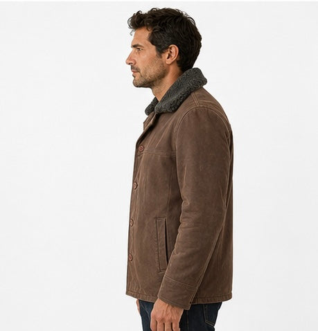 Men’s Sherpa Collar Leather Jacket