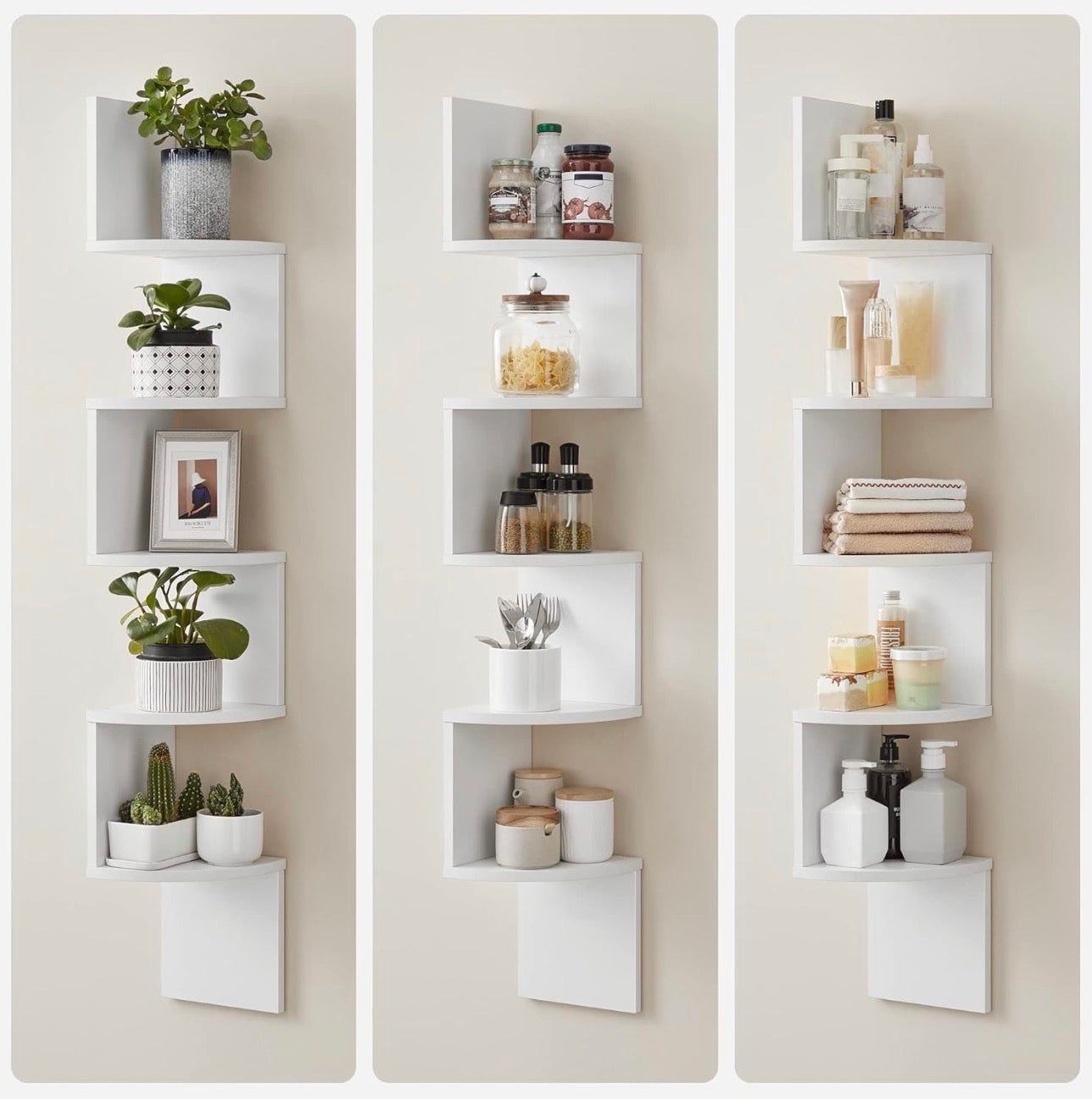 VASAGLE 5-Tier Wall-Mounted Corner Shelf