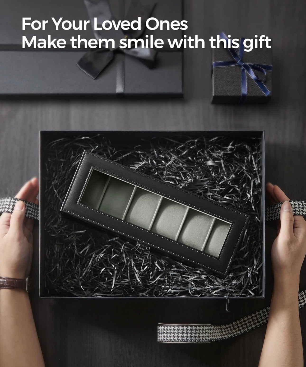 SONGMICS 6-Slot Watch Box with Glass Lid