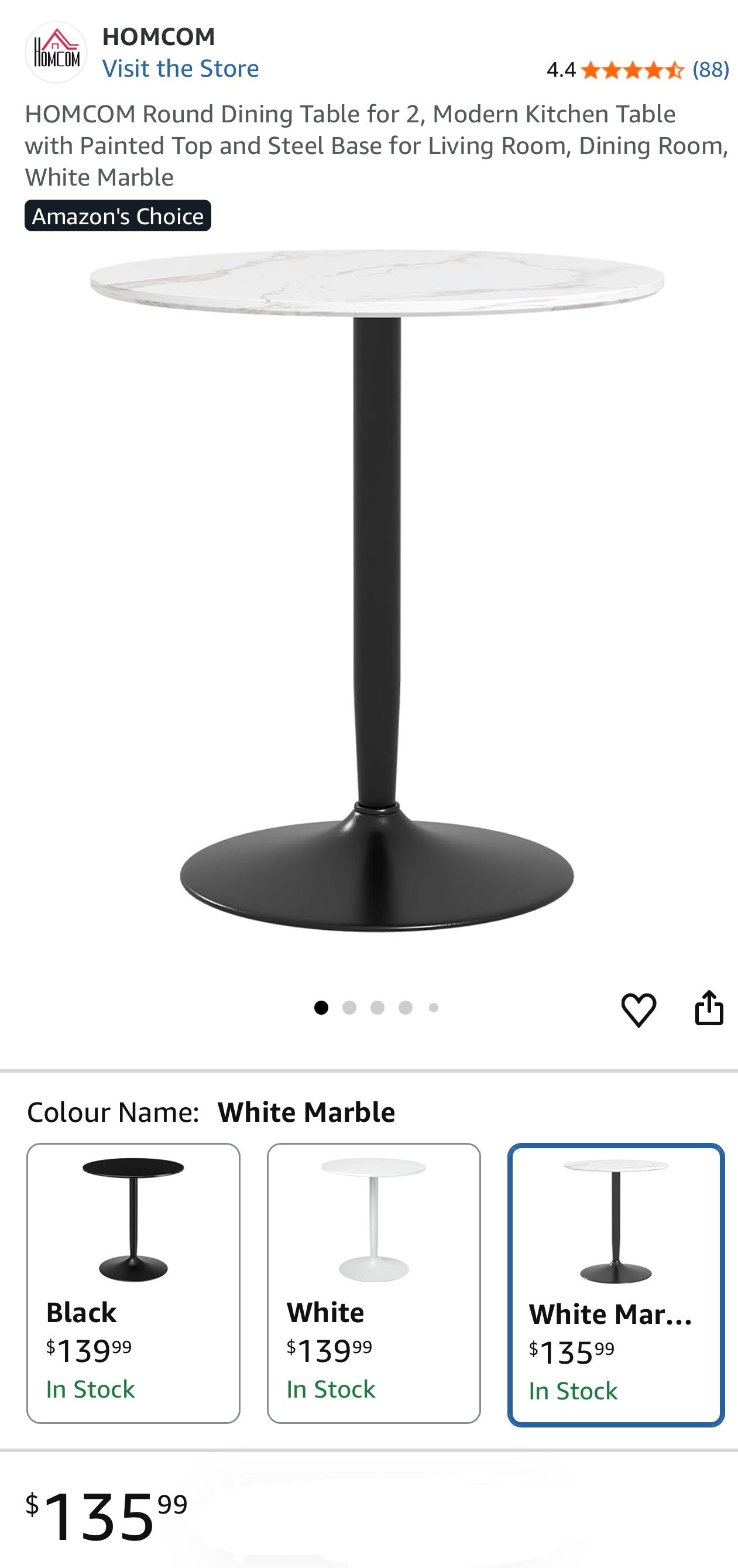 HOMCOM Modern Round Dining Table