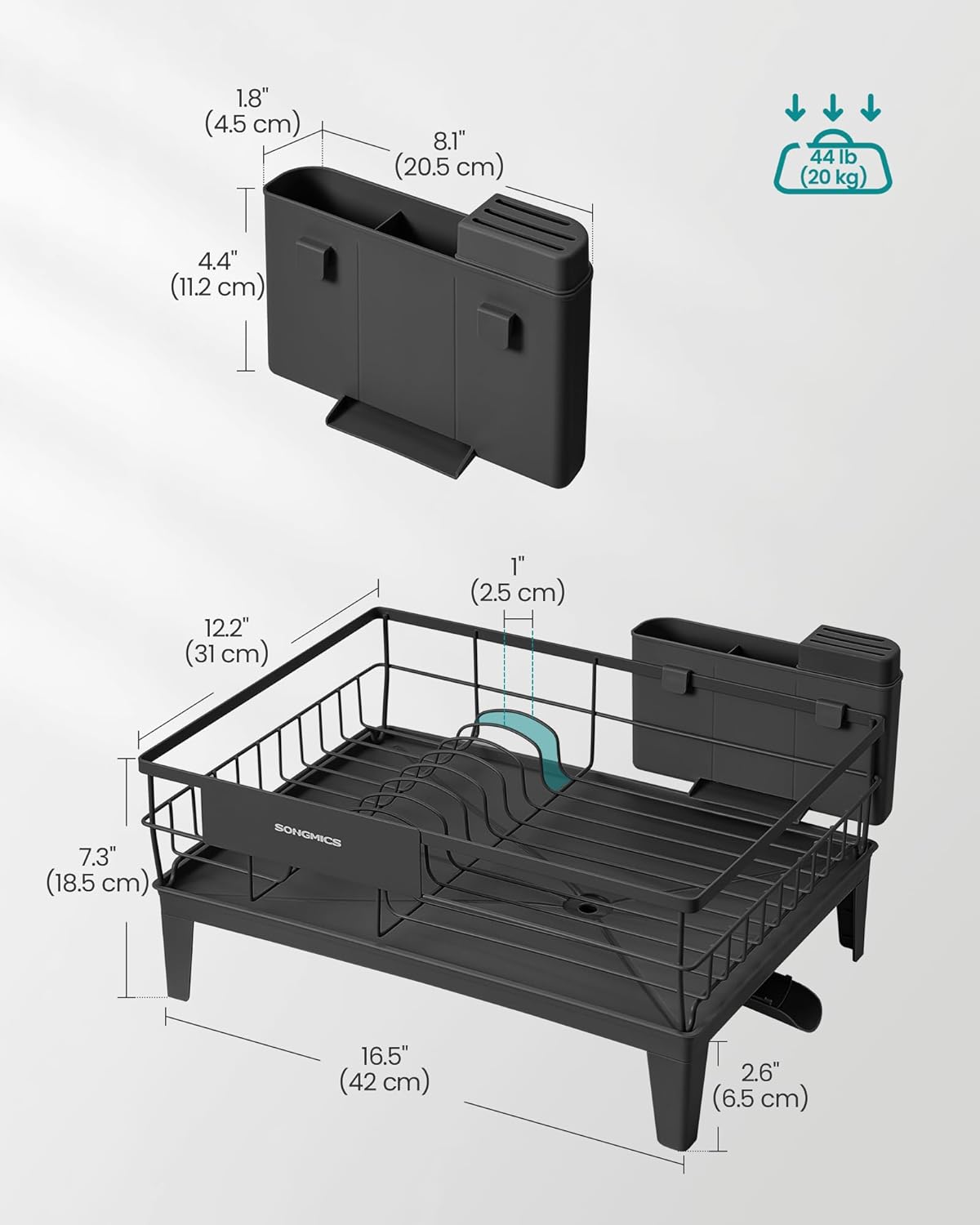 ✨ SONGMICS Compact Dish Drying Rack – Ink Black