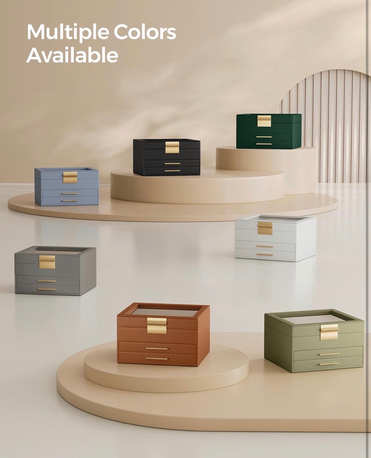 SONGMICS 3-Layer Jewelry Box with Glass Lid