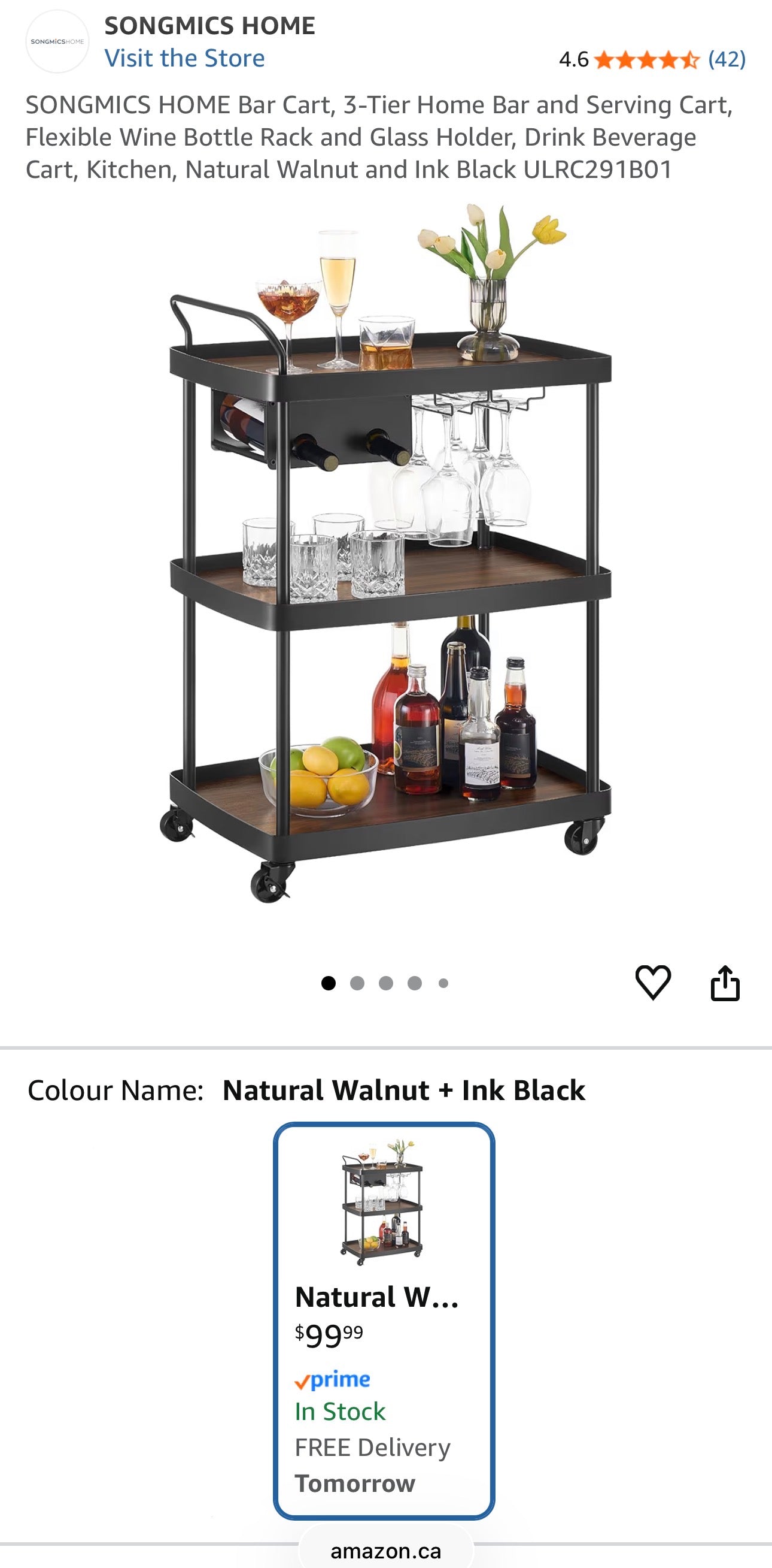 SONGMICS HOME Bar Cart