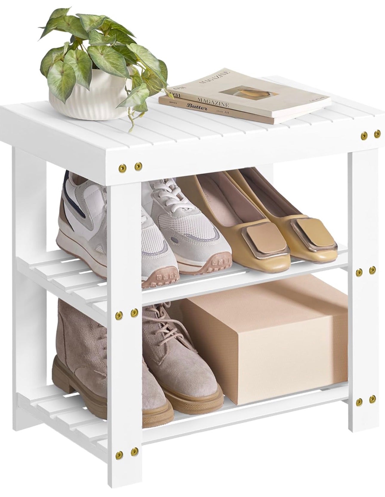 SONGMICS Bamboo Shoe Rack Bench