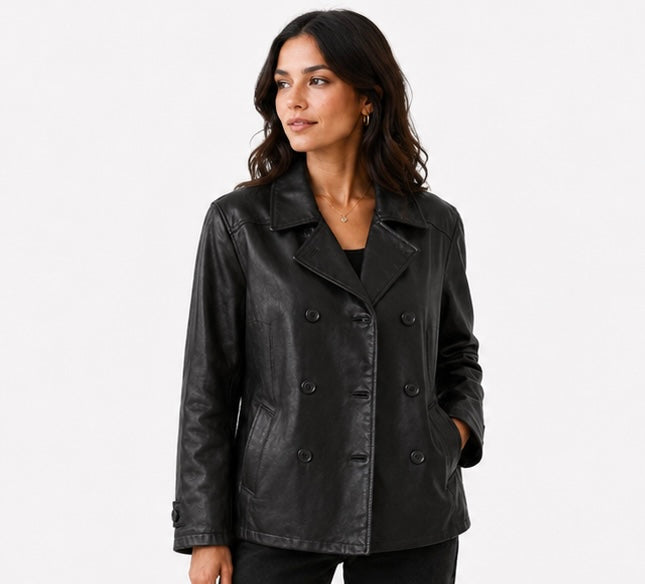 Women’s Double-Breasted Leather Jacket