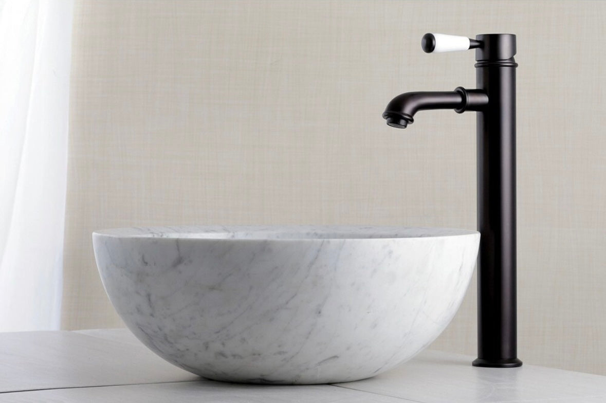 NEW – Kingston Brass Single Hole Bathroom Faucet – Porcelain Lever Handle