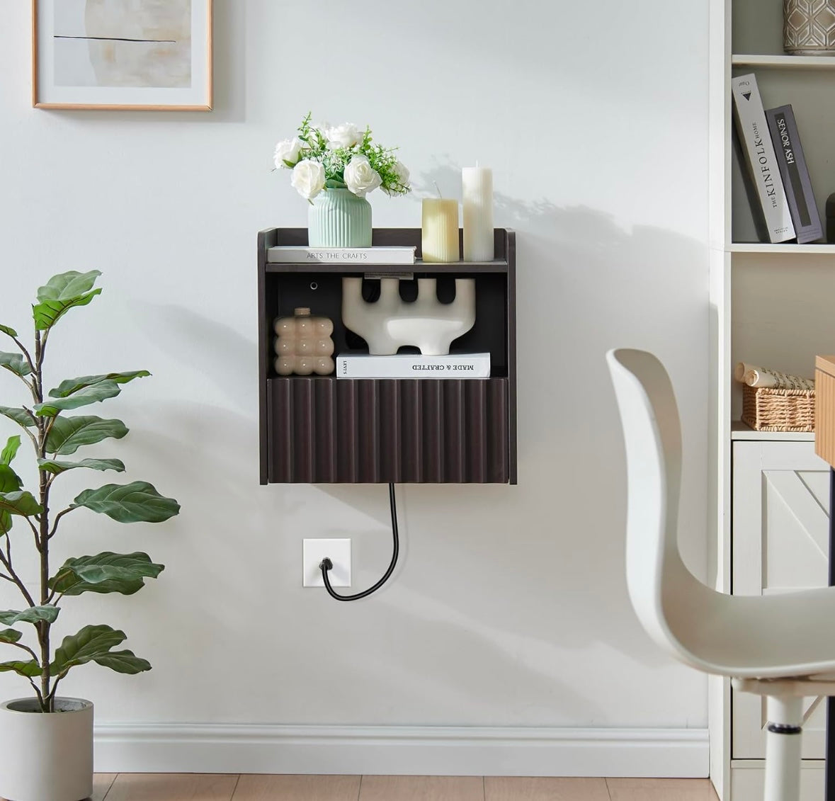 BuildHom Floating Wall-Mounted Nightstands – Espresso Finish (Set of 2)