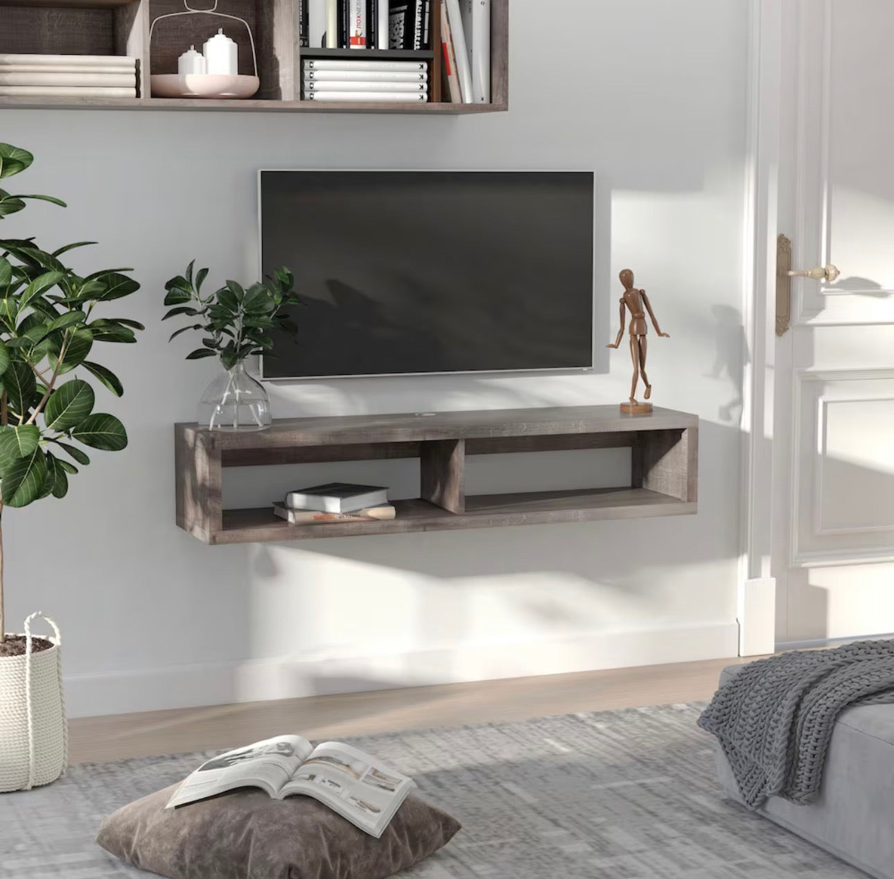 HOMCOM Floating Wall-Mounted TV Shelf