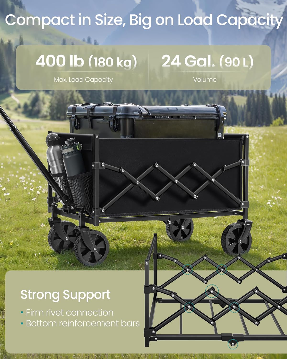 SONGMICS Folding Utility Wagon – Ink Black