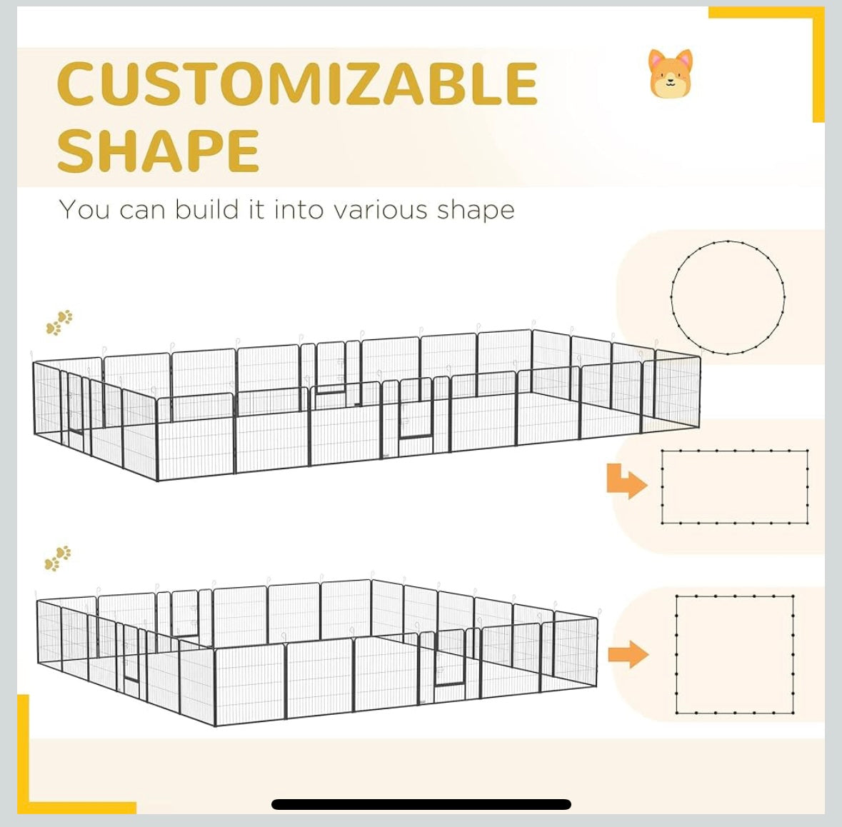 PawHut 24-Panel Outdoor Dog Playpen – Heavy-Duty Steel | Adjustable Shape | Indoor & Outdoor Use
