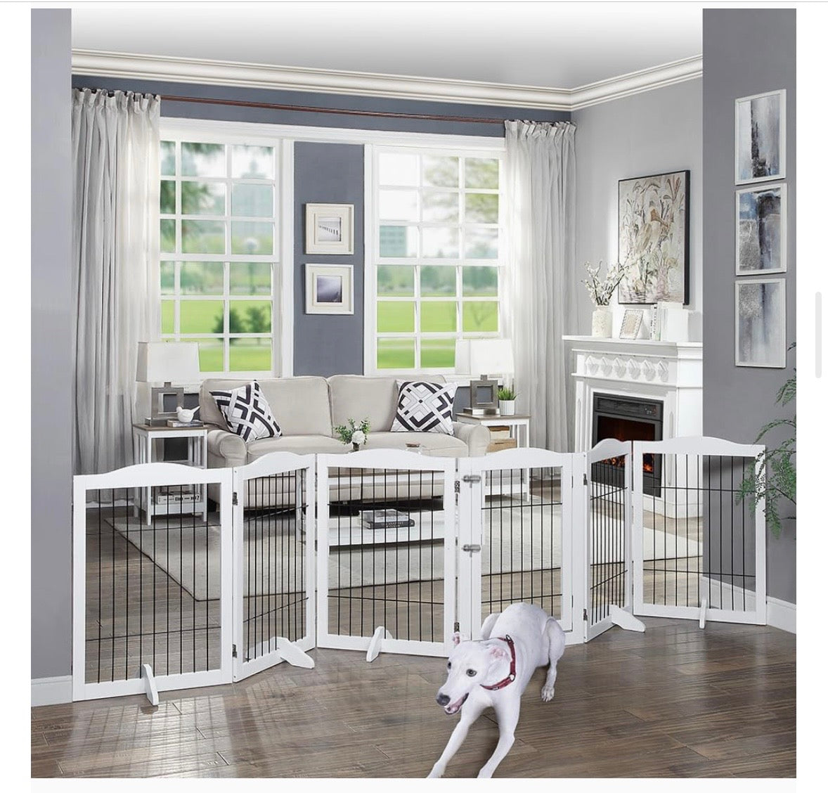 Extra-Wide 6-Panel Freestanding Pet Gate & Playpen