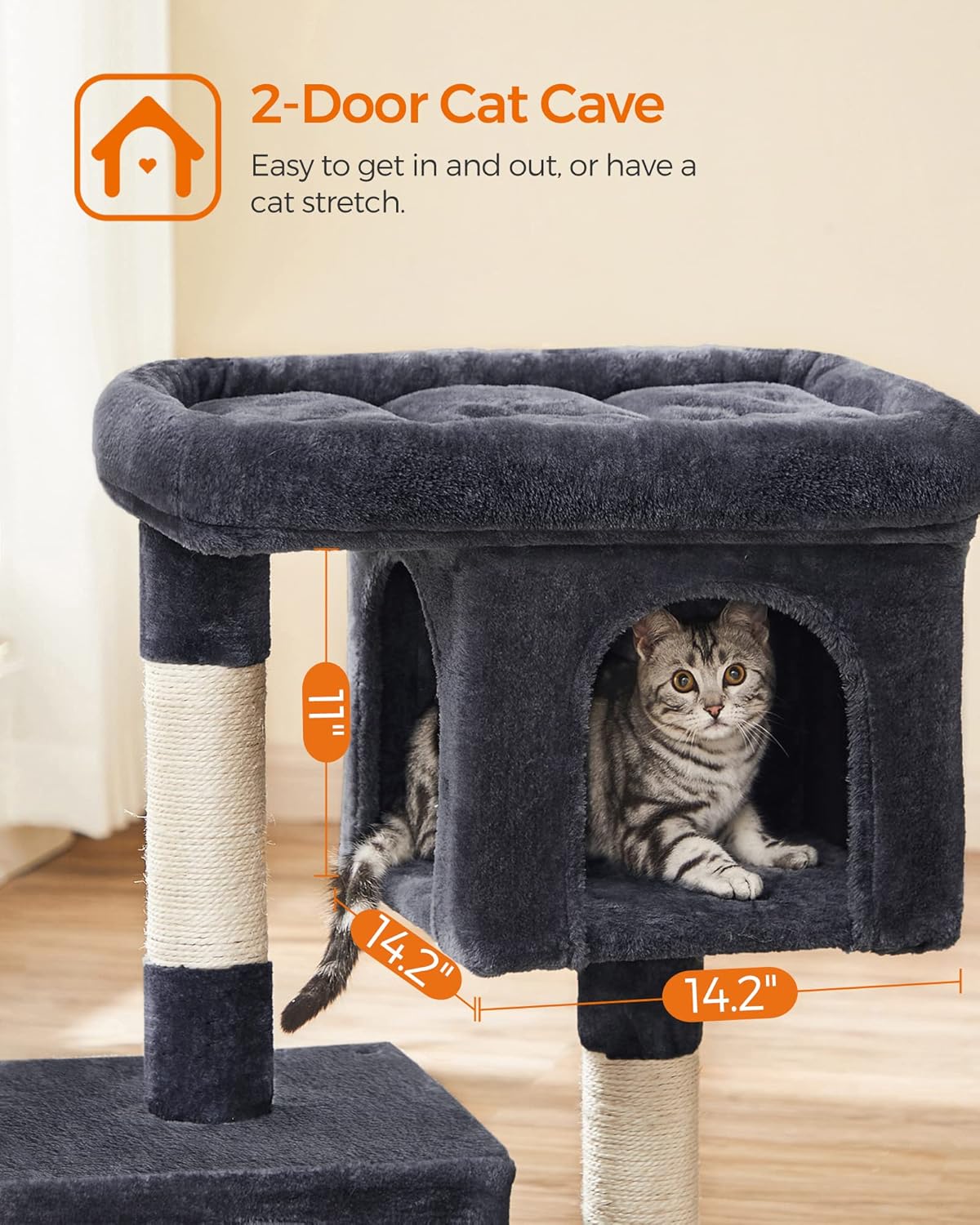 Multi-Level Cat Tree with Large Perch & Dual Cat Caves