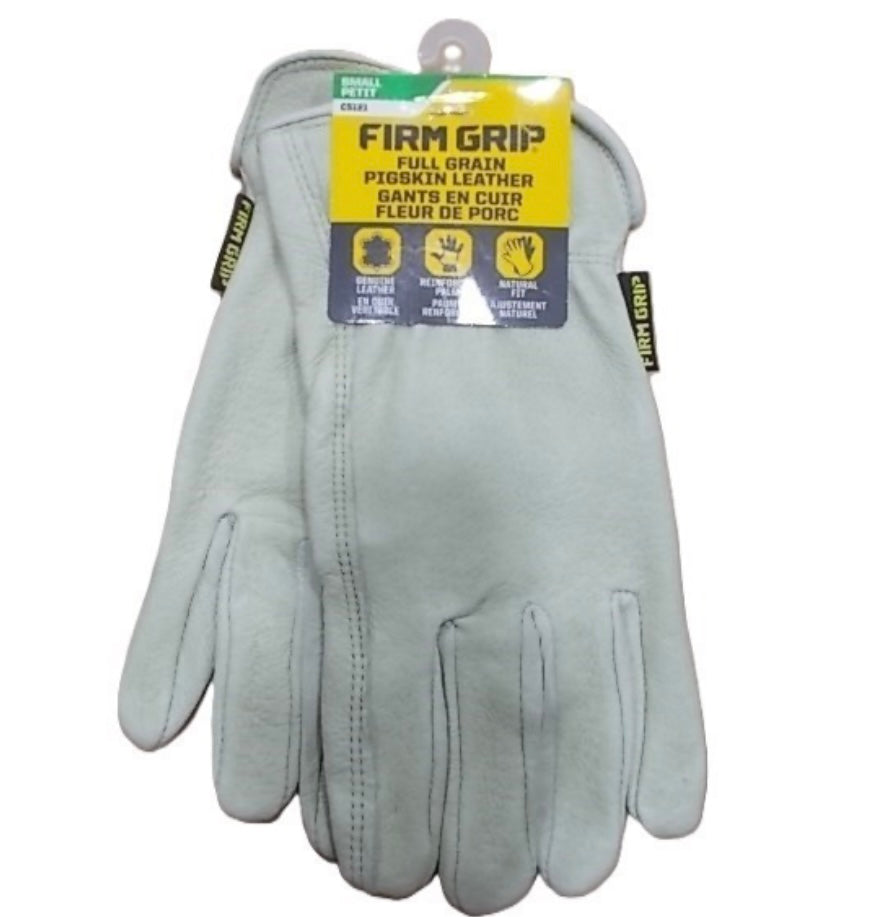 Firm Grip Full-Grain Leather Work Gloves – Size Small