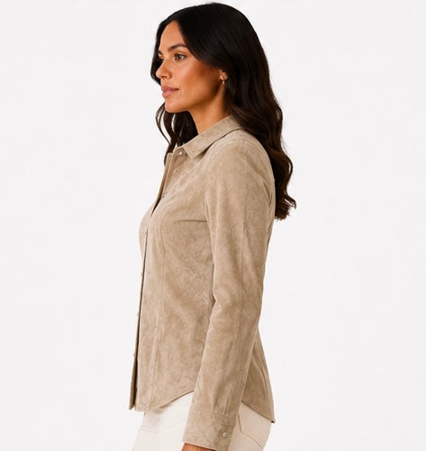 Women’s Genuine Suede Leather Shirt Jacket