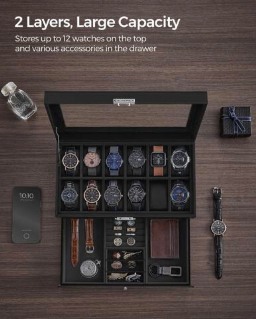12-Slot Watch Box Organizer