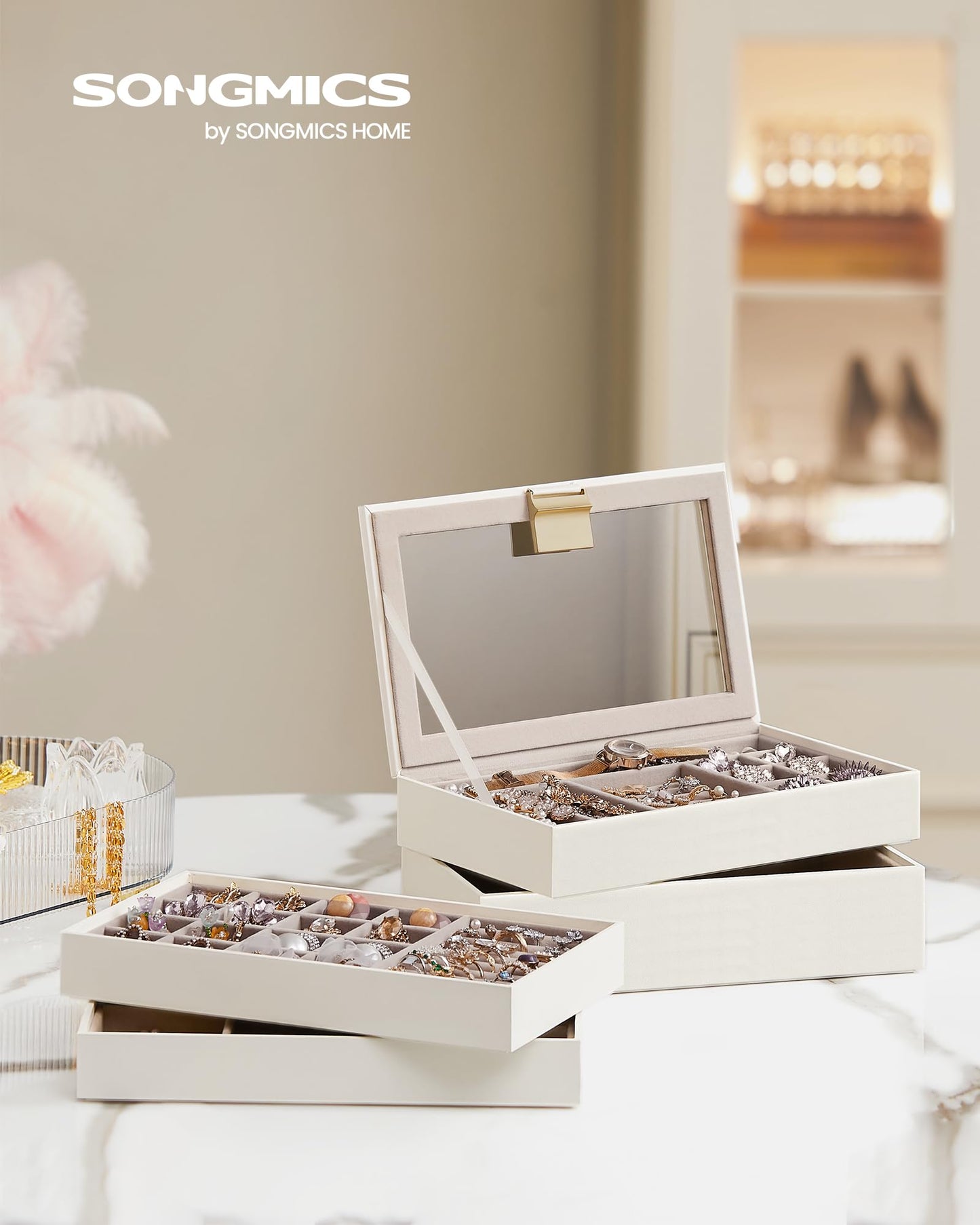SONGMICS 4-Layer Stackable Jewelry Organizer Box