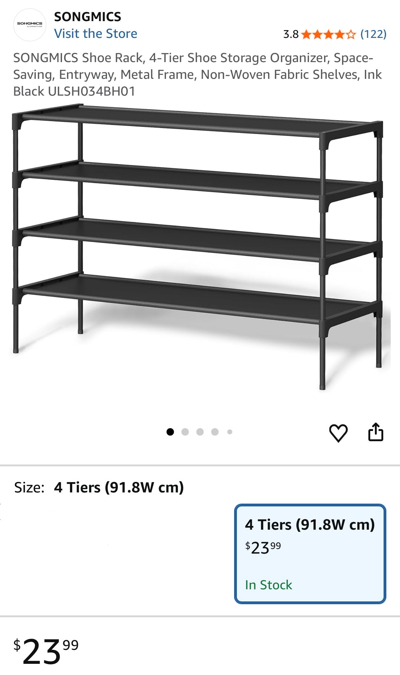 4-Tier Stackable Shoe Storage Rack