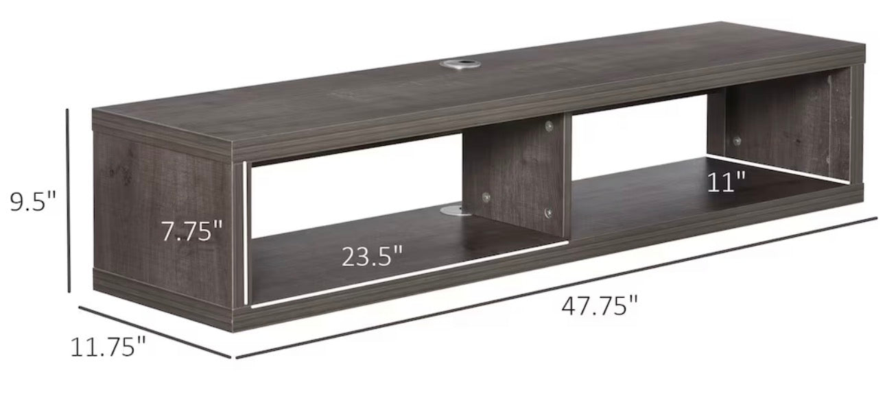 HOMCOM Floating Wall-Mounted TV Shelf