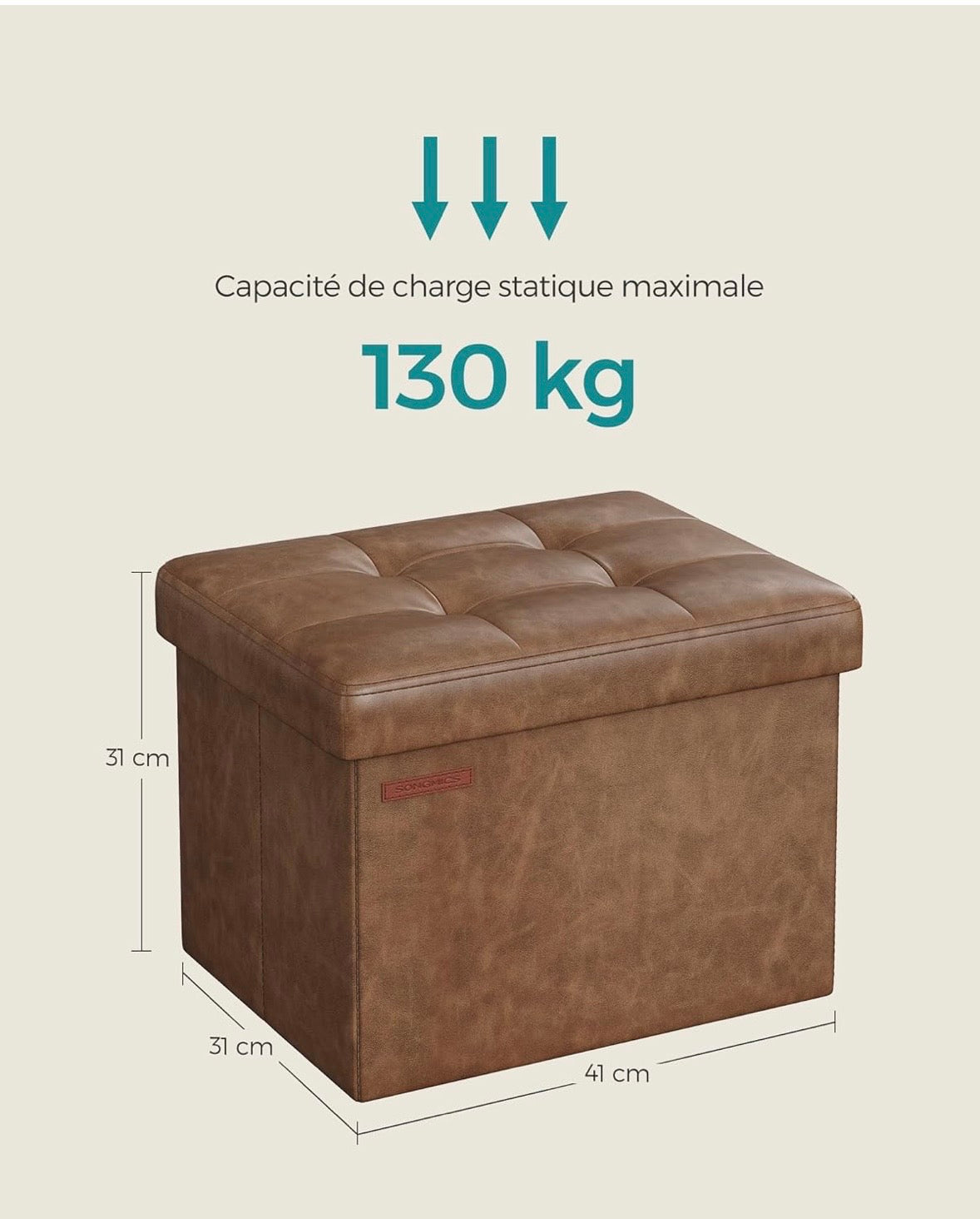 SONGMICS Folding Storage Ottoman