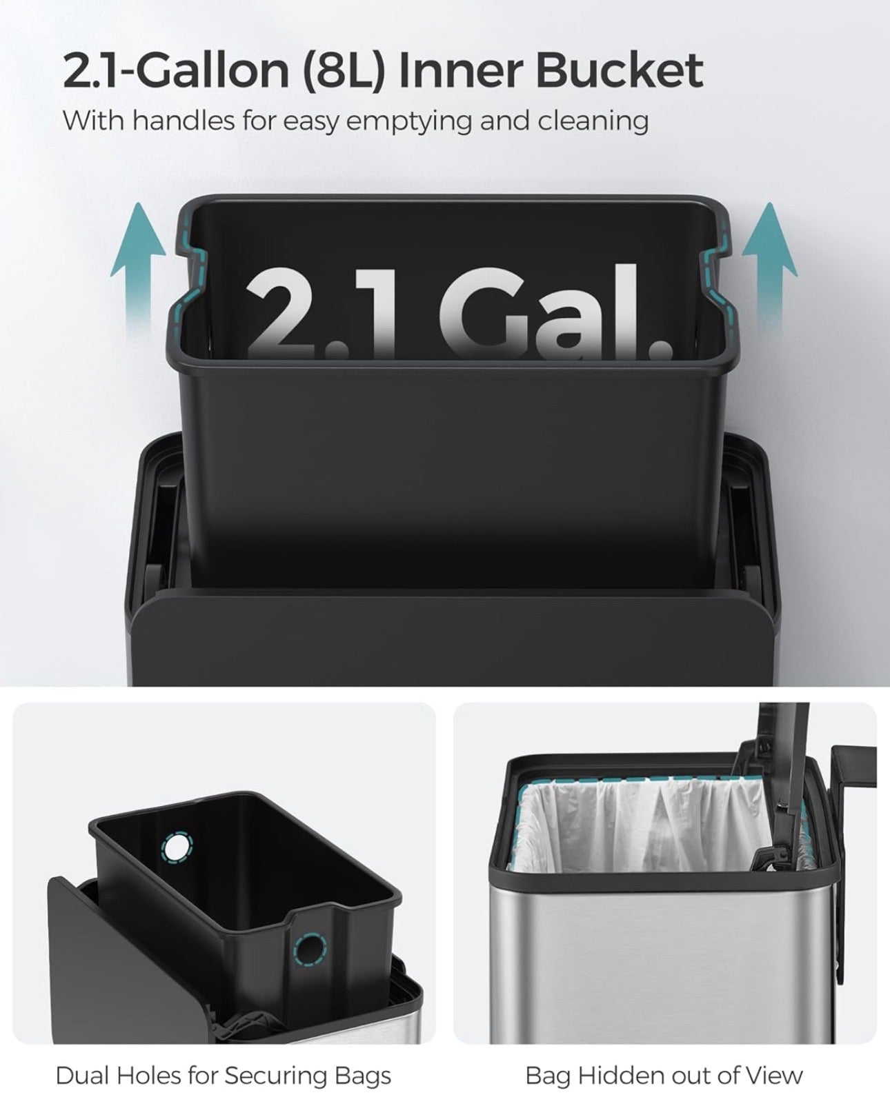 SONGMICS 2.1-Gallon Hanging Kitchen Trash Can
