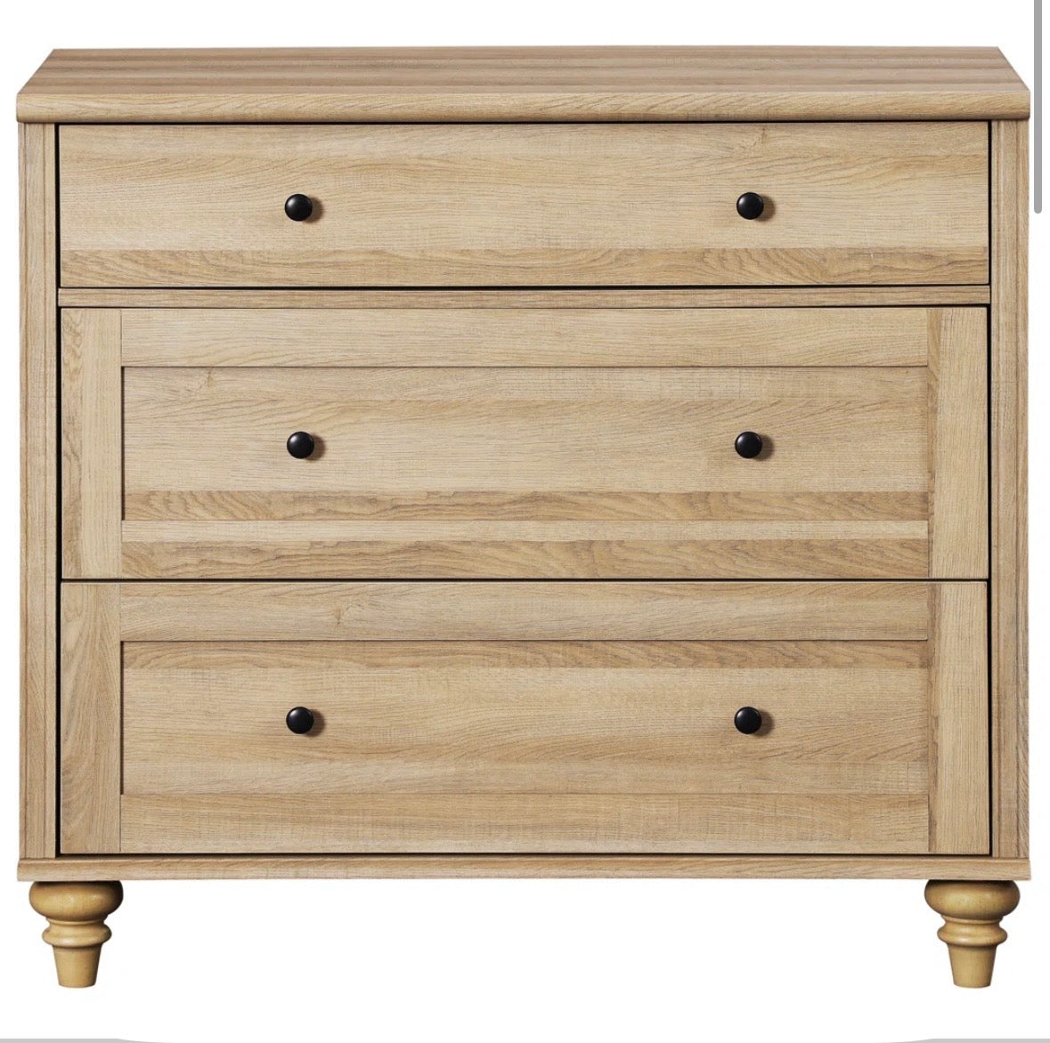 Farmhouse 3-Drawer Dresser – Distressed Ivory