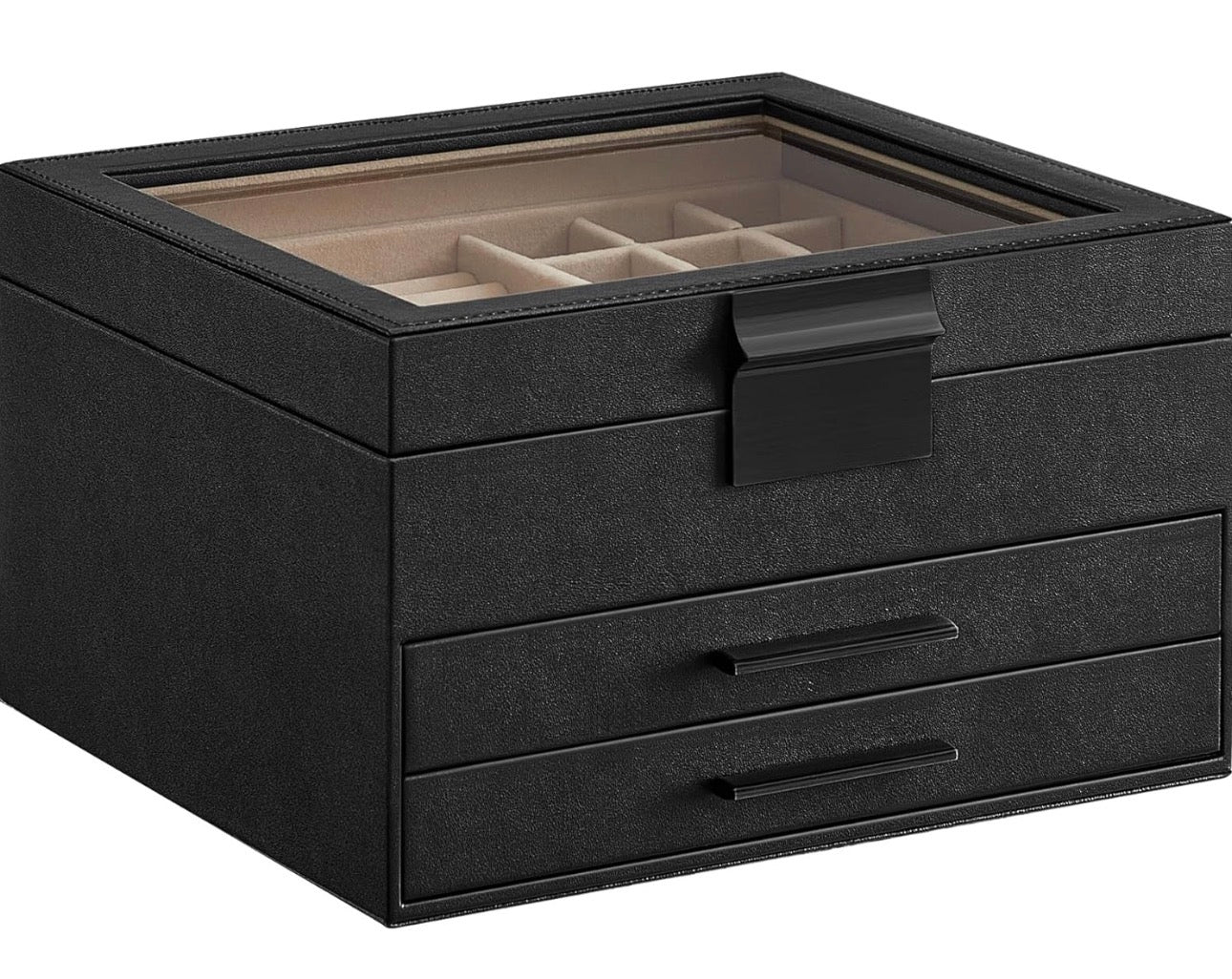 SONGMICS 3-Layer Jewelry Box Organizer with Glass Lid